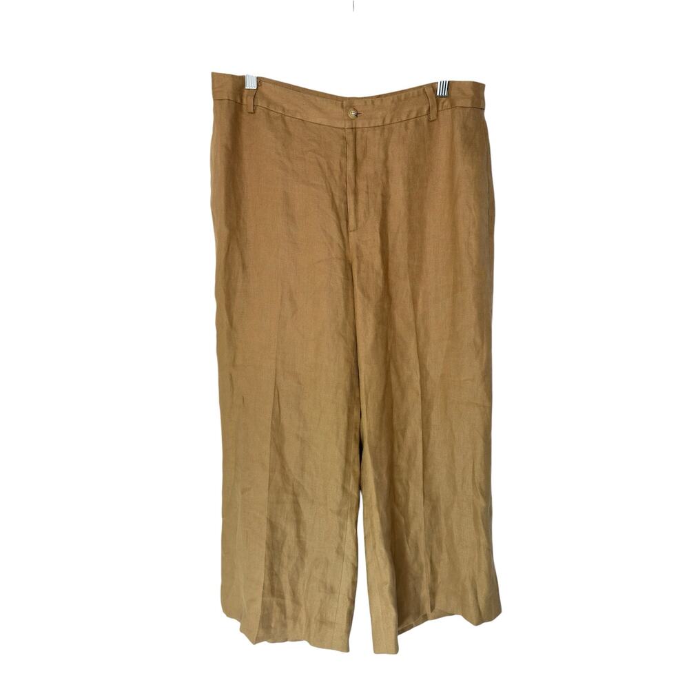 Ralph Lauren Brown Old Money Lagenlook‎ Relaxed Linen Cropped Pants Size 10